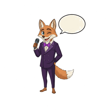 Finn the fox as quizmaster